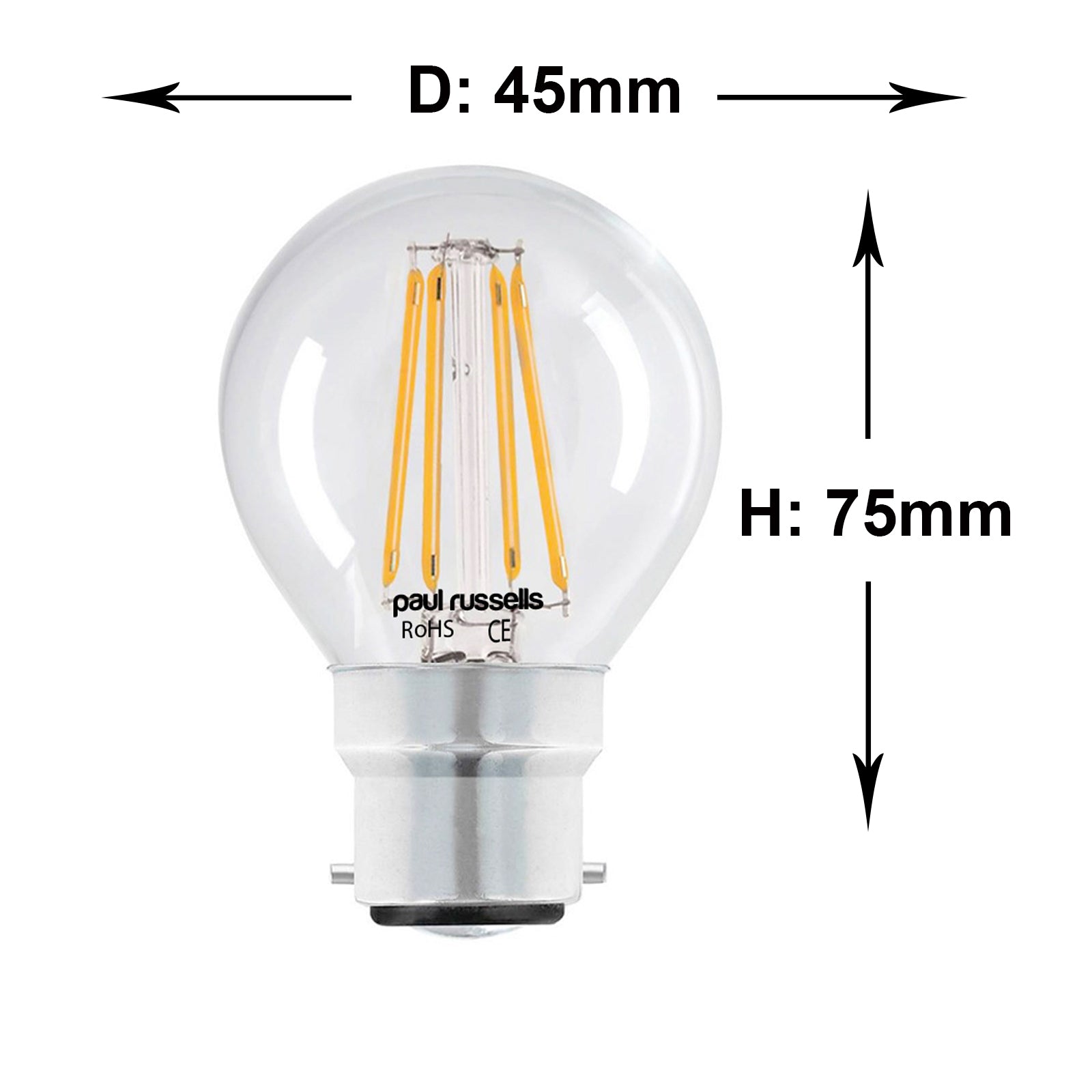 LED Filament Golf Ball 4W=40W Day Light BC B22 Bayonet Cap Bulb