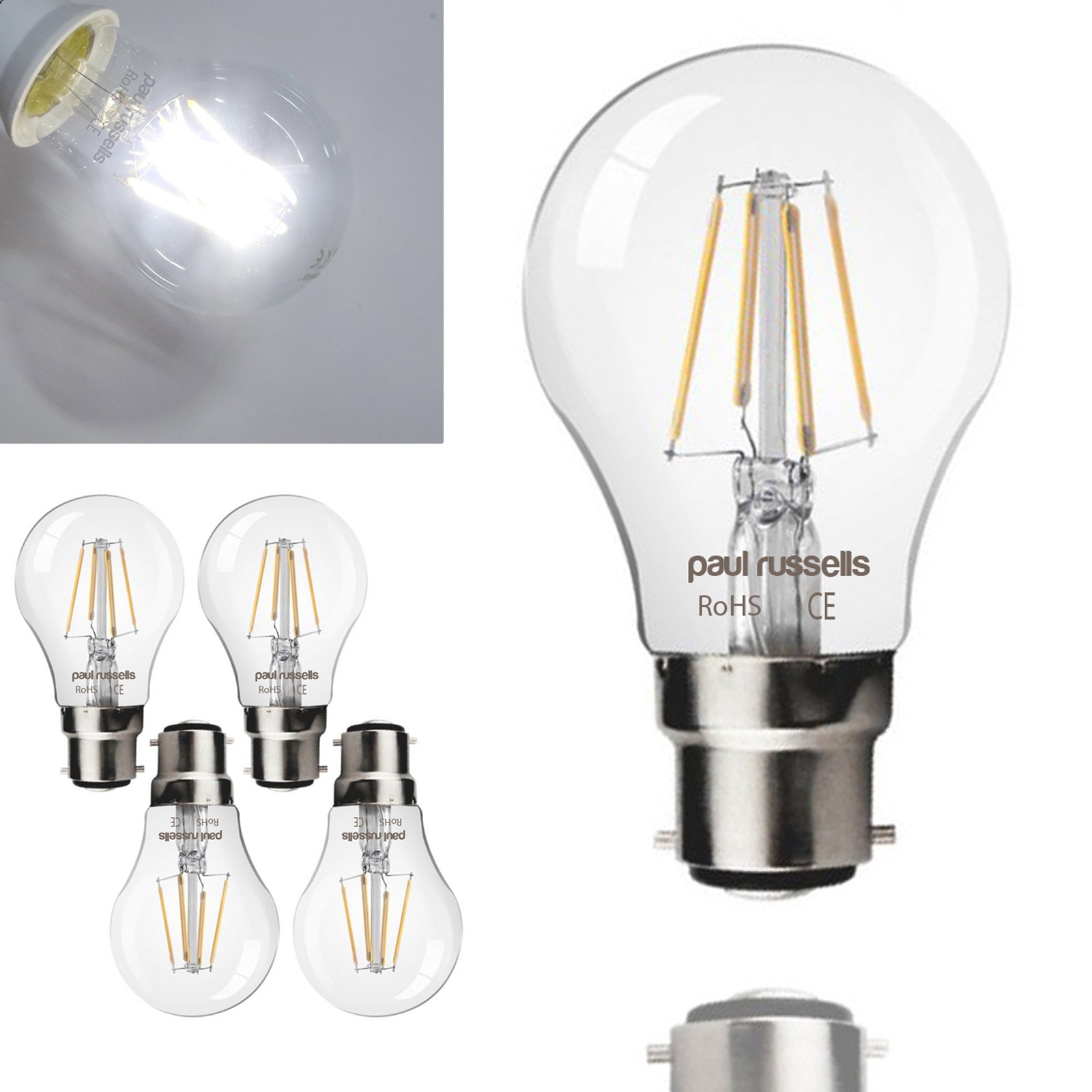 LED Filament GLS 4W=40W Day Light BC B22 Bayonet Bulb