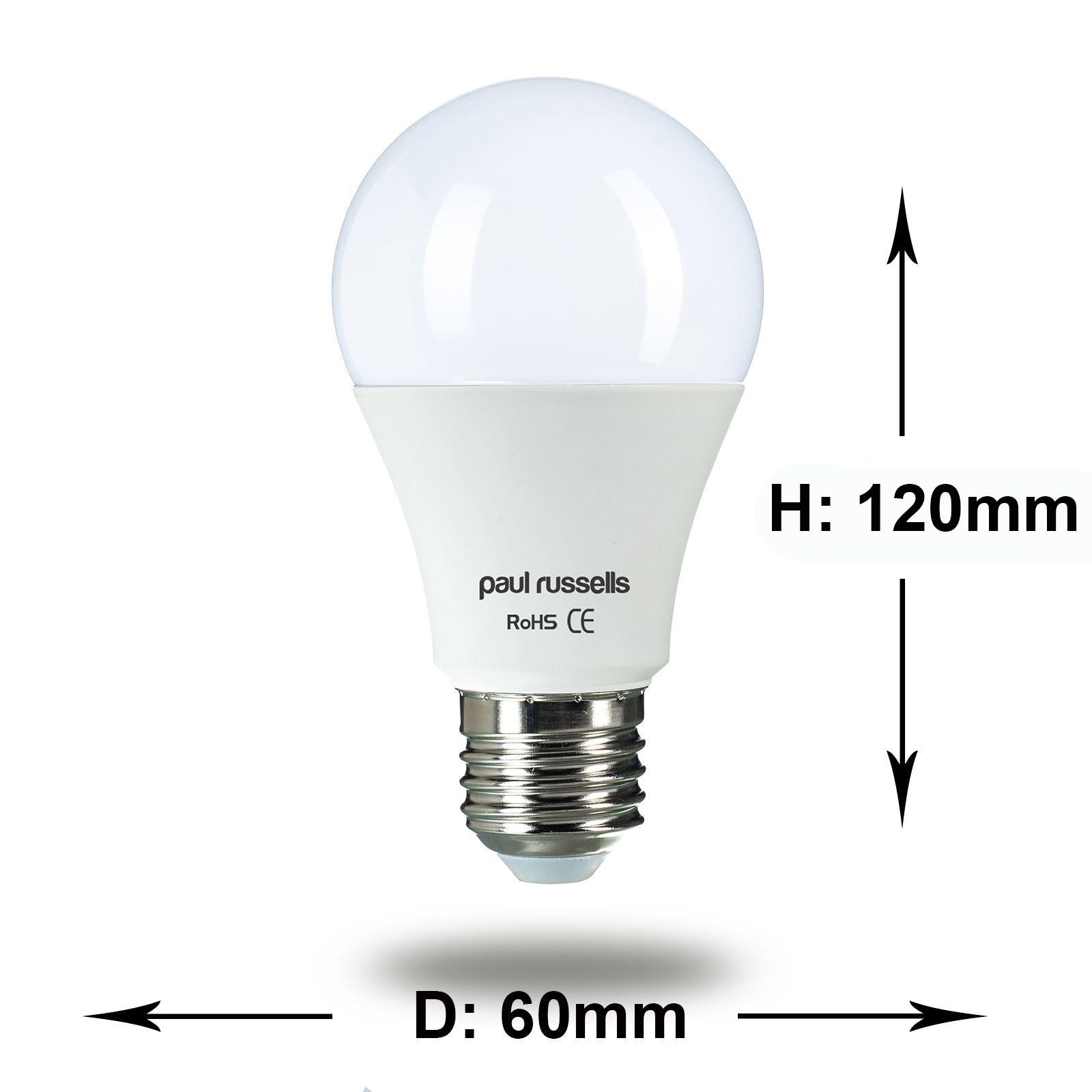 10x Pack LED Frosted GLS 12W=100W Cool White 4000K ES E27 Edison Screw Bulbs [10 Bulbs]
