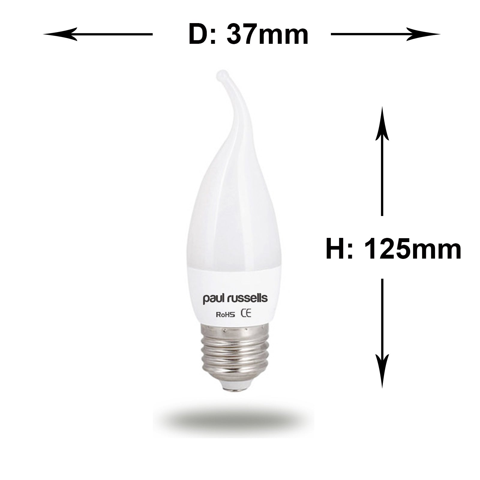 LED Bent Tip Candle 5W=40W Warm White Edison Screw Bulb